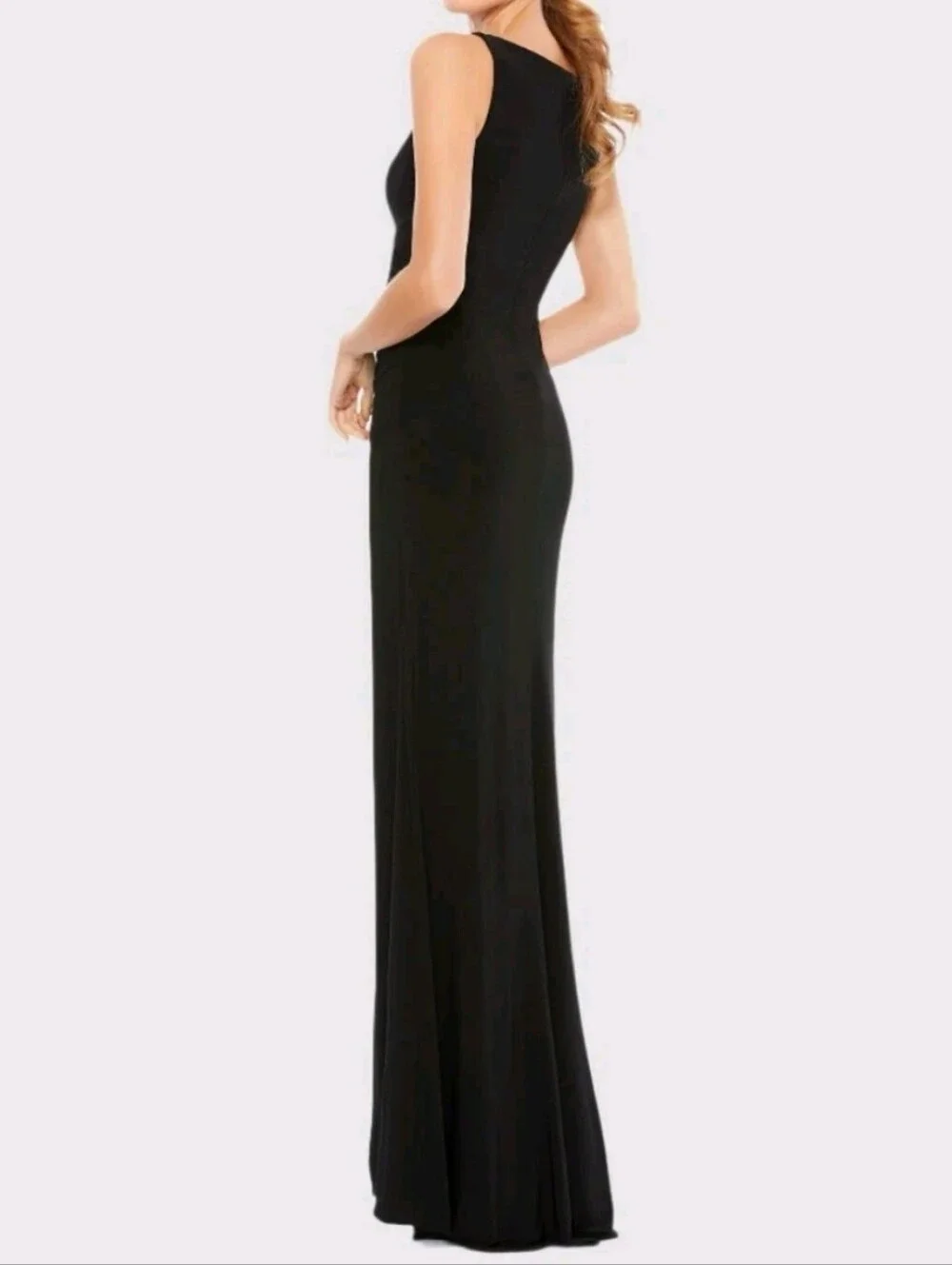 Mac Duggal Ieena 26513 Black Ruched Jersey V Neck Gown Maxi Dress Size 10 NWOT'S - Picture 3 of 12